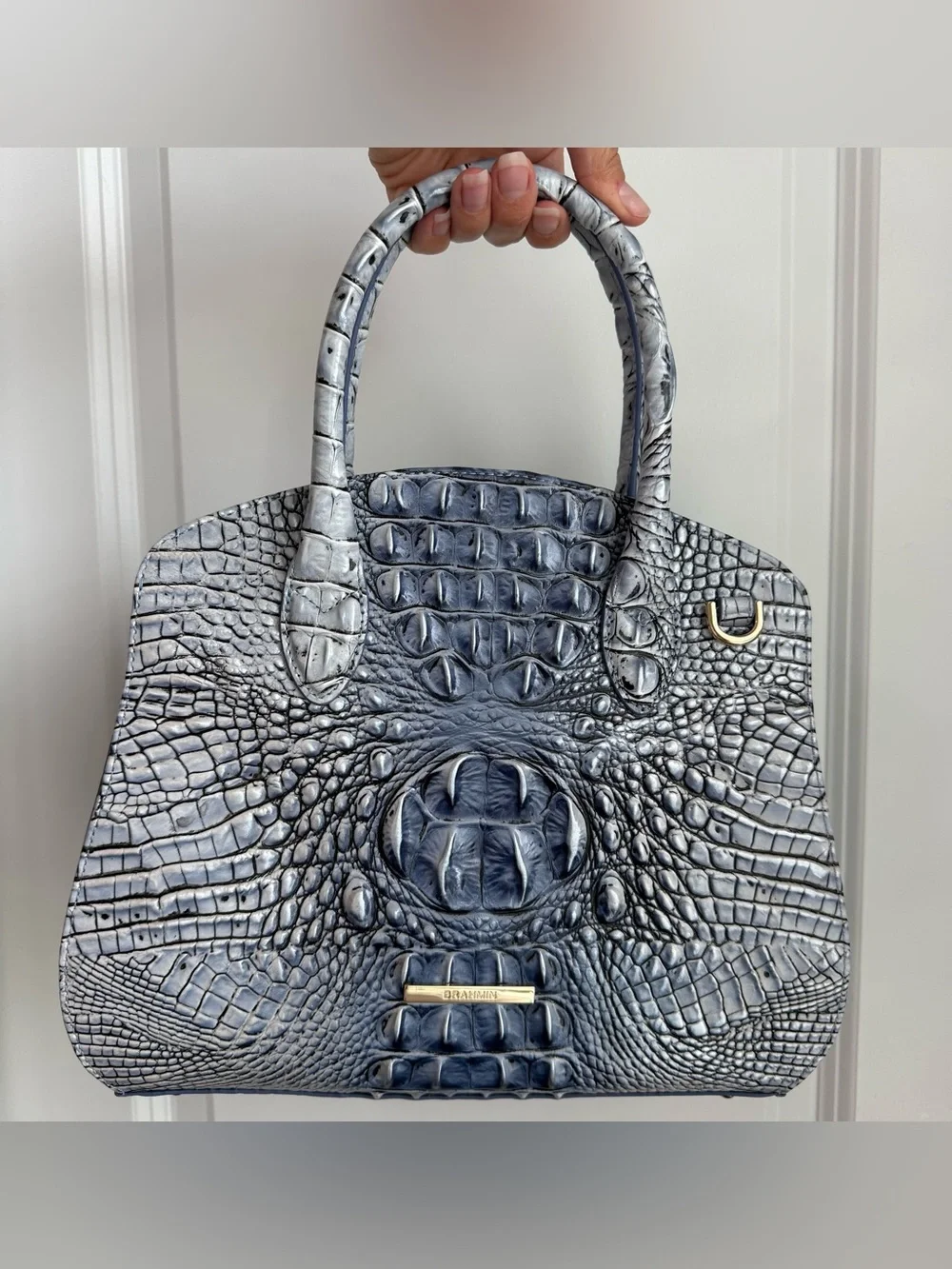 Brahmin Rosetta Satchel Bellbottom Blue Melbourne Leather